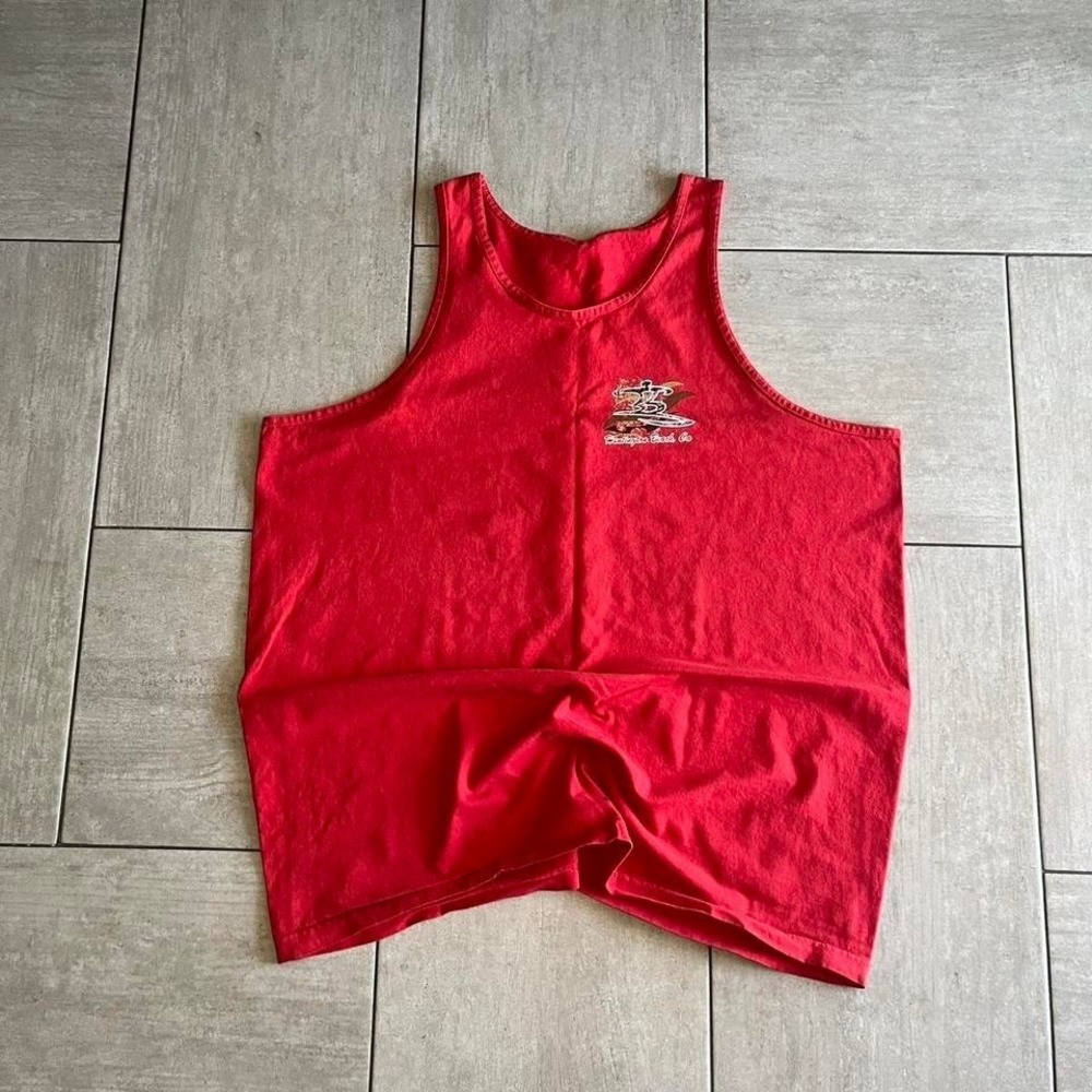 Huntington Beach Ca Red Surf Graphic Tank Top Mens Sleeveless Shirt SH0371